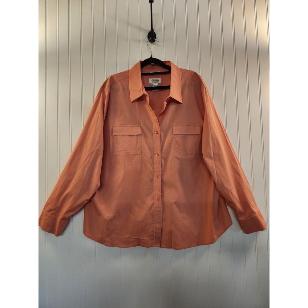 Talbots Women's Peach Sheer Button Down Shirt Size 2XL Casual Classic Stretchy